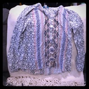 Women’s boho tribal button up concert shirt